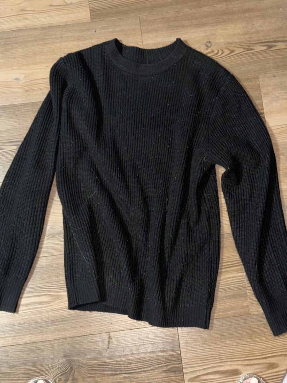 Men's Black Ribbed Crewneck Sweater - Classic Knit